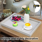 20x14 Inch Rectangular Ottoman Tray | Textured PU Leather, Waterproof & Heat-Resistant Storage for Coffee/Dining Tables, Sofa, Bed, Entertainment & Party (Tranquil Beige, 20 * 14in)