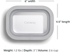 Caraway 2pc Glass Food Storage Set - 2.6 Cup Food Containers (2) - Non-Toxic Ceramic-Coated Glass - Air Release Technology - Compact & Stackable Design - Gray