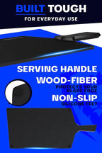 Dalstrong Cutting & Serving Board-Giftable Black Wood-Fibre Cutting Board-Non-Slip-The Infinity Series-G10 Handle-Obsidian Black-Large Size (10" x 16")