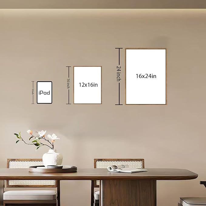 Bwodke Boho Wall Art, Framed Abstract Wall Art, Sage Green Canvas Wall Decor, Mid Century Line Leaf Geometric Pictures Set of 3, Minimalist Paintings, for Bedroom Living Room Bathroom 16"x24"