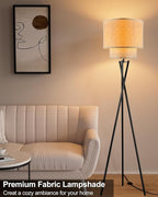 Lightdot Black Tripod Floor Lamp, Modern Floor Lamps for Living Room, Standing Lamp with Dual Drum, E26 Bulb Included, 67.7" Tall Floor Lamp for Bedroom, Home Office