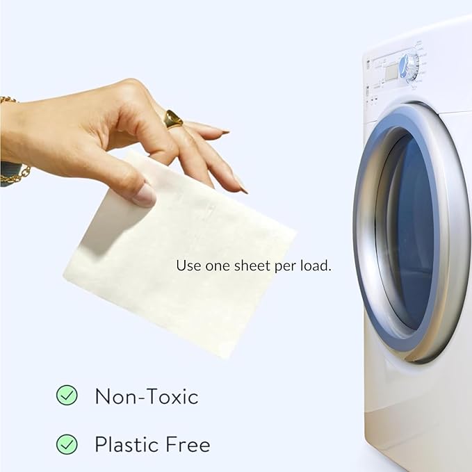 Clean Eco Friendly Dryer Sheets + Fabric Softener | Plant Based, Non Toxic, Healthy, Chemical Free, Long lasting Scent | Soften & Removes Static | 40 Sheets (LOVING LAUNDRY)