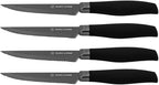 DURA LIVING Steak Knives, Steak Knives Set of 4, Nonstick Titanium High Carbon Stainless Steel Serrated Steak Knife, Soft Grip Handle, With Sheaths, Black Knife Set