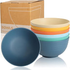 Wheat Straw Camping Bowls Sets of 6,Unbreakable 26oz Lightweight Bowls Sets for Outdoors Activity,Breakfast Bowls for Cereal and Salad.Vibrant Series