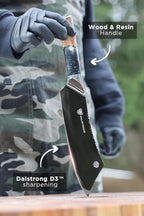 Dalstrong Crixus Chef Knife - 8 inch - Valhalla Series - Black Blade Titanium Coated - 9CR18MOV HC Steel - Resin & Wood Handle -Kitchen Cooking Chef's Knife - Leather Sheath
