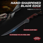 Boning Knife 7 inch - Brisket Trimming Knives for Meat Cutting, Black Butcher Slicing Knives with Full Tang Handle, Kitchen Fillet Knife for Birthday Dad Mom Gift