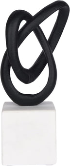 Cruiser’s Caché Entwined Love Sculpture, Artisan-Made Cast Aluminum with Black Anthracite Finish, Natural Marble Base, 10"
