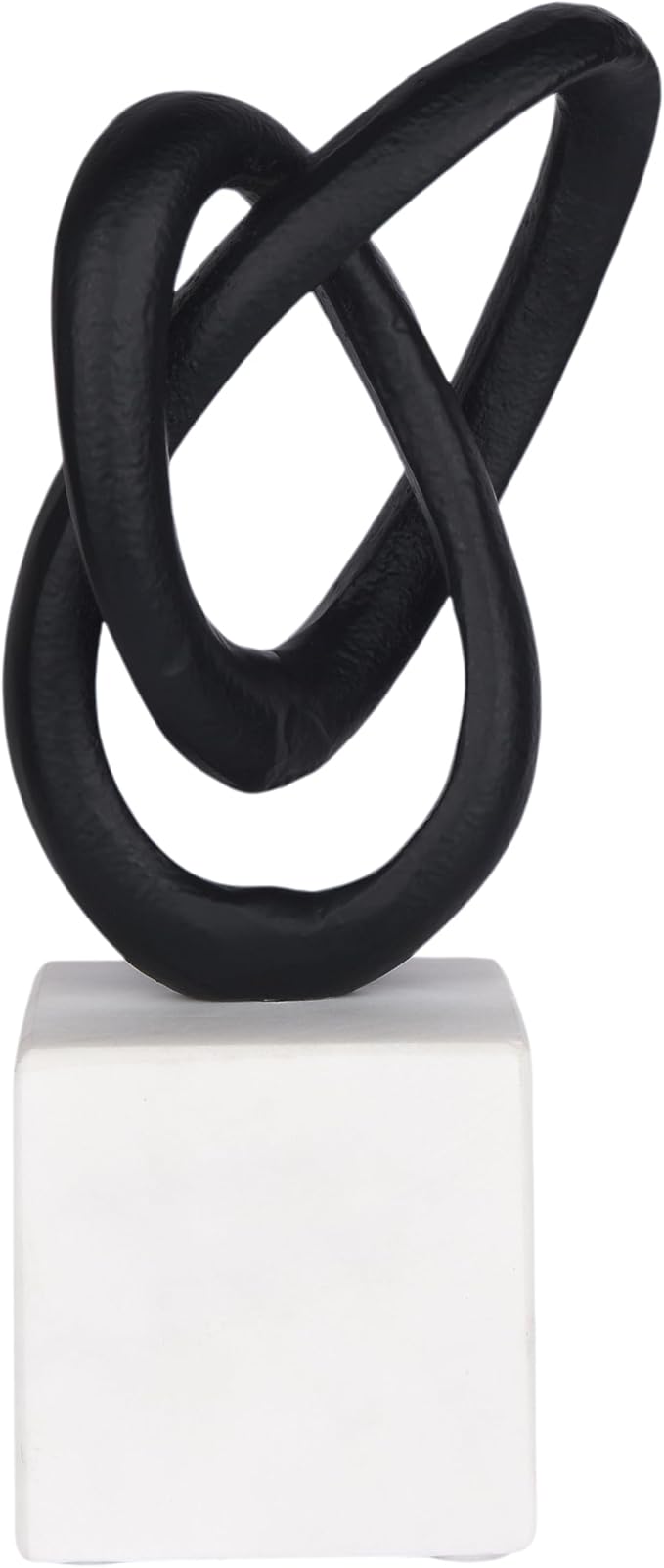 Cruiser’s Caché Entwined Love Sculpture, Artisan-Made Cast Aluminum with Black Anthracite Finish, Natural Marble Base, 10"