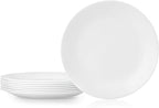 Corelle Vitrelle 8-Piece Dinner Plates Set Triple Layer Glass and Chip Resistant, Lightweight Round Plates, Winter Frost White