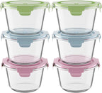 16oz Glass Meal Prep Containers with Lids, Airtight 2 Cup Glass Food Storage Containers Set, Heat-Resistant BPA-Free Container for Soup, Leftovers, Microwave, Oven, Dishwasher & Freezer Safe (6 Packs)