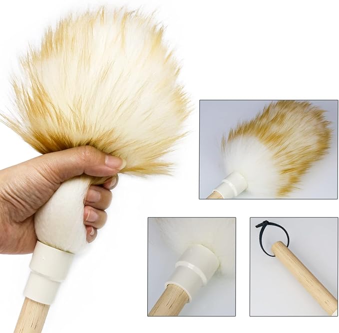 Wool Lambswool Cleaning Brush Duster,Wood Handle,Hanging Rope,Anti-Static,Comfortable Grips, for Piano,Guitar and Other Stringed Instruments and Office, Home and Car etc