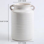 Ceramic Rustic Distressed White Flower Vase for Centerpieces, Kitchen, Office or Living Room (5.9''x8.6”)