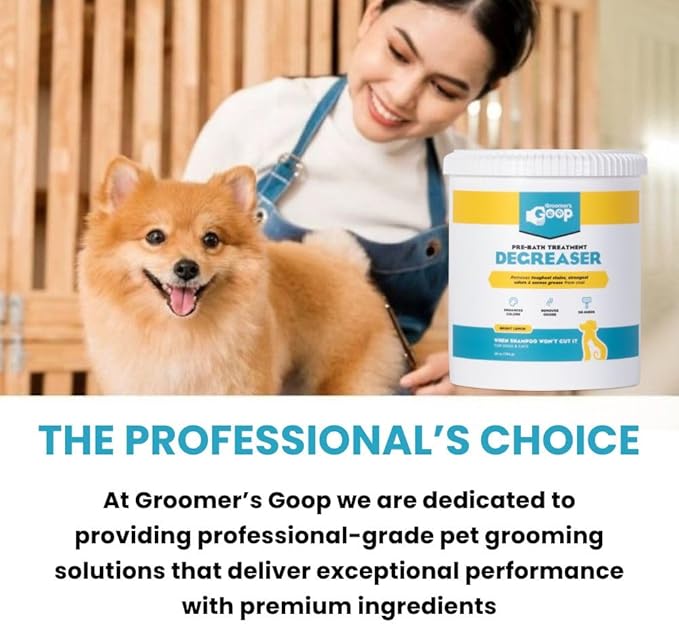 Groomer’s Goop Pre-Bath Pet Degreaser Treatment - Professional Strength Formula Removes Tough Oil & Grime from Dog & Cat Coats, Conditions Skin, Dye-Free - 28 oz Can