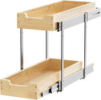 Wood Pull Out Cabinet Organizer 2 Tie 9" W x 21" D, Heavy-Duty Sliding Drawers for Inside Cabinets Storage and Organization for Kitchen, Pantry, Bathroom