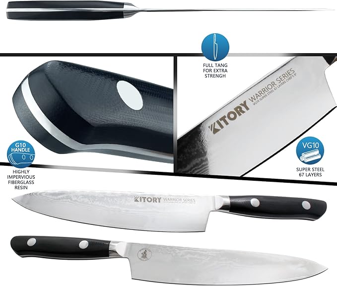 Damascus Chef Knife 8" - VG10 Super HC Steel, 67 Layers, Military G10 Handle, Ergonomic Design for Precision Cuts