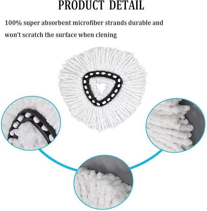 Spin Mop Replacement Head, 16 Pack 100% Microfiber Mop Refills Spin Mop Replacements Head for Easy House Cleaning Floor Mopping