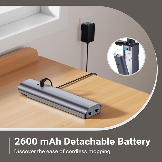 iDOO Electric Mop, Floor Scrubber Electric Spin with LED Headlight, Rechargeable Dust Cordless Dual-Motor, Spray Mop for Hardwood Floor, Clean up to 2350 ft², 46dB Quiet, Gray-4 Pads