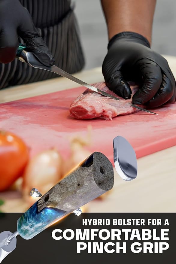 Dalstrong Fillet Knife - 7 inch Flexible Blade - Valhalla Series - Celestial Resin & Wood Handle Gift Knife - Fish Meat Cutting, Carving, Bone, Trimming, Deboning - Leather Sheath Included