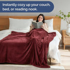 Ultra Soft Fleece Blanket King Size - Flannel Fleece Luxury King Blanket - Lightweight for Couch Bed Chair - Thick, Warm & Breathable - All Season Cozy Fuzzy, Anti-Static Microplush Bedding, Burgundy
