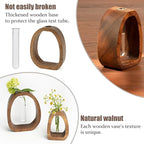Modern Wooden Glass Test Tube Vase - Desk Plant Decor, Suitable for Home and Office Use