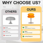 Vintage Mushroom Lamp, Orange Glass Lamp with Metal Base, Dimmable Bedside Table Lamp for Bedroom, Living Room, Mid Century Modern Retro Style, Plug in Nightstand Light