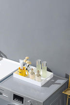 Glossy White Sturdy Acrylic Serving Tray with Handles-10x15Inch-Serving Coffee,Appetizer,Breakfast,Butler-Kitchen Countertop Tray-Makeup Drawer Organizer-Vanity Table,Ottoman Tray-Decorative