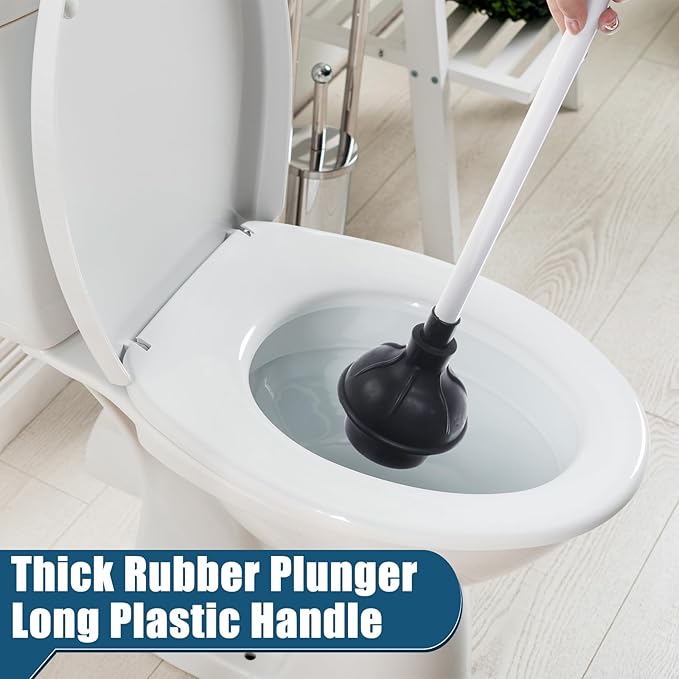 Hushee 4 Pcs Toilet Plunger Bulk Heavy Duty for Bathroom Double Thrust Force Cup Commercial Toilet Bowl Plunger Pump Clogged Solution for Bathroom Hotel Stores