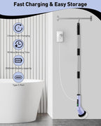 Electric Spin Scrubber for Cleaning Bathroom, Shower Scrubber Cordless Cleaning Brush with IPX7 Waterproof & 2 Speed, 3 Brush Heads, Bathroom Cleaning Supplies for Shower Tub Tile Toilet Purple