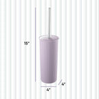 Superio Ribbed Collection - Decorative Plastic Toilet Bowl Brush and Holder Set, Lilac Purple (1 Pack) Cleaner Scrubber for Bathroom