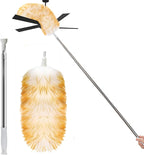Lambswool Feather Duster with Extension Pole up to 85inch,Extendable Feather Duster Used for Cleaning High Ceiling Fan, High Ceilings,Furniture,Hard to Reach Areas