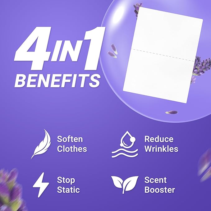 Soulink Fabric Softener Sheets for Washing Machine, No Plastic Jug Soap Strips, Alternative to Fabric Softener Liquid and Pods, Lavender Scent, Up to 240 Loads