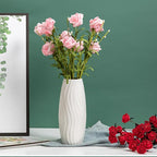 White Ceramic Vase, 8.4" H, Artistic Flower Vase Classic Style for Fireplace Bedroom Kitchen Living Room Centerpieces Office Desk, Fit for Holding Dried Flowers, Fresh Flowers, Artificial Flowers