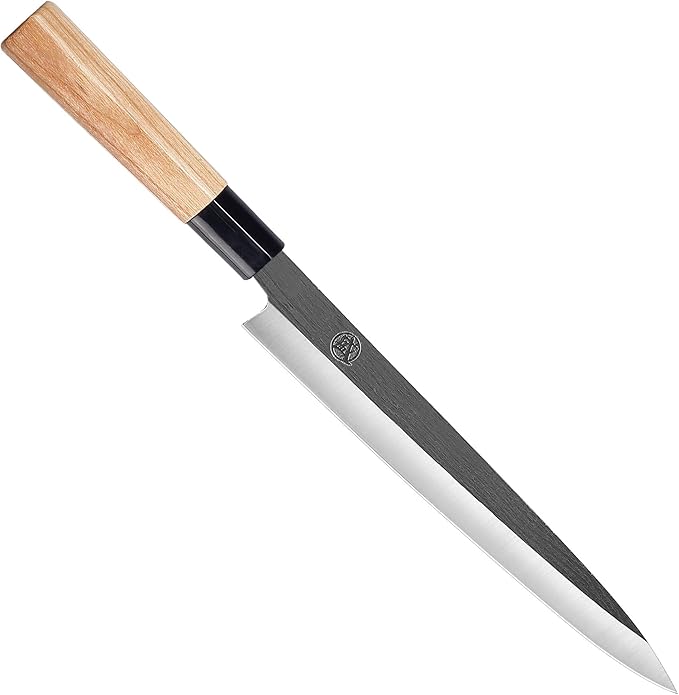 MITSUMOTO SAKARI 11 Inch Sashimi Knife, Single-Bevel Japanese Knife with Tungsten Alloy Steel, for Professional Sushi Cutting & Fish Filleting