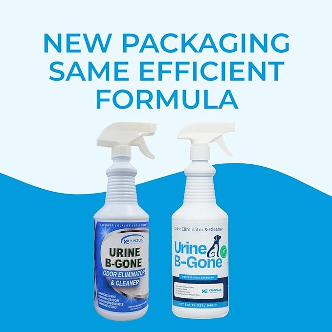 KINZUA ENVIRONMENTAL Urine B-Gone, Professional Enzyme Odor Eliminator & Pet Stain Remover, Human, Cat & Dog Urine Cleaner, Effective on Laundry, Carpets & More, Original Scent, 32oz