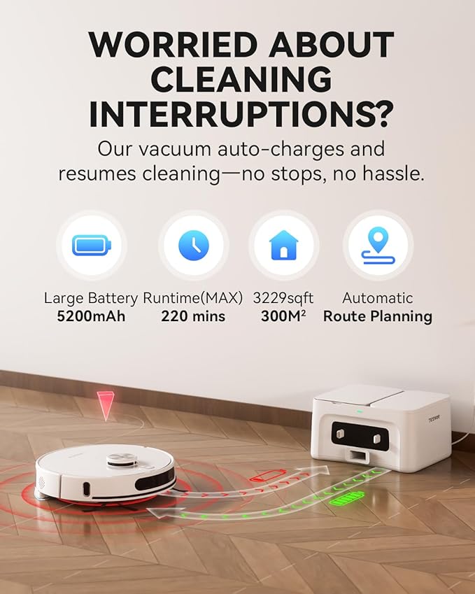 Robot Vacuum and Mop Combo,Self Emptying Station for 70 Days Cleaner with LiDAR Navigation Smart Mapping & Max Strong 8000Pa Suction WiFi/App/Alexa Voice Control, Obstacle Avoidance for Hard Floors