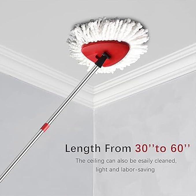 Microfiber Spin Mop Replace Head, Mops Base, Handle Compatible with O Cedar EasyWring 1-Tank Spin Mop Refills (New White-Centre 40% More (1-Tank System))