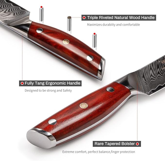 YARENH Slicing Knife 8 Inch - Damascus Chef Knife,67-Layer Steel,Ultra-Sharp Blade, Durable Edge, Rust-Resistant, Ergonomic Sandalwood Handle,Sharp Sashimi Knife