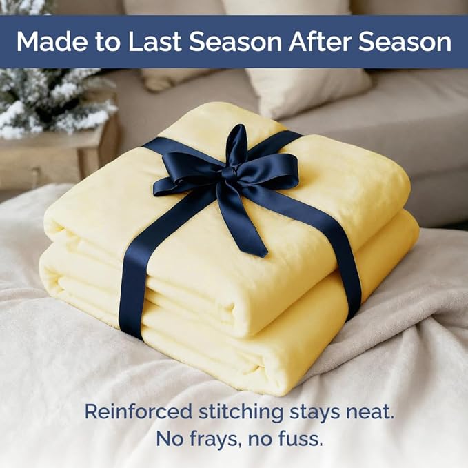 Ultra Soft Fleece Blanket King Size - Flannel Fleece Luxury King Blanket - Lightweight for Couch Bed Chair - Thick, Warm and Breathable - All Season Cozy Fuzzy, Anti-Static Microplush Bedding, Yellow