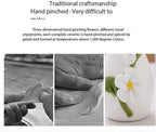 Handmade Ceramic Small vase Creative mini vase Home Decoration Ornament with 3D Floral Design (3D Flowers-4PCS)