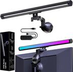 Monitor Light RGB Backlight with Software & Buttons Controls, Dual Light Bar Gaming Office Desk Lamp 15 Modes Dimmable 3 Color Temperature Adjustable No Glare Desk Lamp for Home Office Gaming