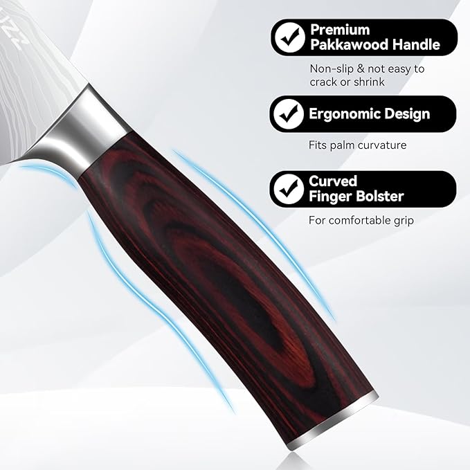 Fillet Knife 7 Inch, Razor Sharp Boning Knife High Carbon Stainless Steel for Fish Meat Poultry Cutting, Japanese Style Fish Knives with Flexible Ergonomic Pakkawood Handle