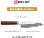 KEEMAKE Deba Knife 6.5 inches, Chef Knife Single Bevel High Carbon Stainless Steel 1.4116 Japanese Style Kitchen Knife for Fish and Meat with Rosewood Handle Chopping Knife with Gift Box
