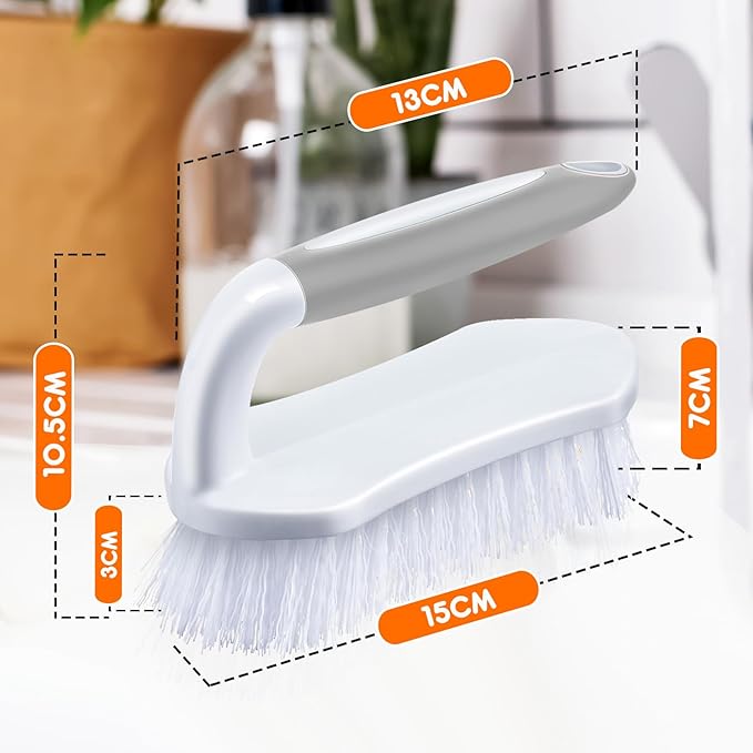 Lallisa 24 Pcs Scrub Brush for Cleaning with Handle Comfortable to Grip Heavy-Duty Flexible Stiff Bristles Scrubber Brushes Bulk for Shower Bathroom Carpet Kitchen Floor Tiles (Gray)