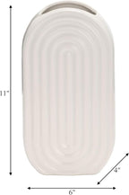 Sagebrook Home Boho Ceramic Vase - Embossed Arch Stoneware Flower Holder, Minimalist Modern Decor for Home, Office & Bedroom - 11" White