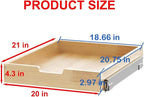 Wood Pull Out Cabinet Organizer 20" W x 21" D, Heavy-Duty Sliding Drawers for Inside Cabinets Storage and Organization for Kitchen, Pantry, Bathroom