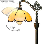 Tiffany Floor Lamp with Angle Adjustable Stained Glass Lampshade Rustic Style Gooseneck Reading Floor Light Tiffany Style Standing Corner Light 63 inches for Home Living Room Bedroom
