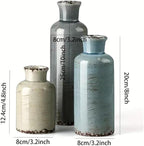 Small Ceramic Vase Set of 3,Small Flower Vase for Home Decor,Rustic Farmhouse Vases for Living Room,Table Shelf,Centerpieces,Fireplace and Entrance,Decorative Vases for Flowers Three Colors