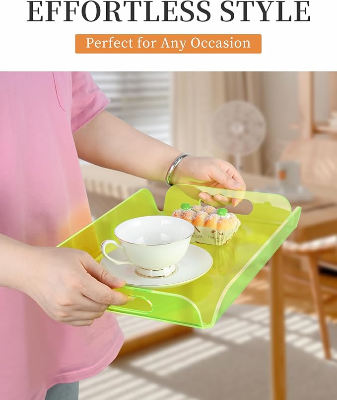 Neon Green Acrylic Tray 15x10.2 Inches - Eye-Catching Serving and Display Tray for Parties, Events, and Home Décor - Durable and Bright Organizer