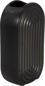 Sagebrook Home Boho Ceramic Stoneware Vase - Modern Decorative Flower Vase for Home, Office, Bedroom & Living Room - Stylish Textured Design - 11" Black