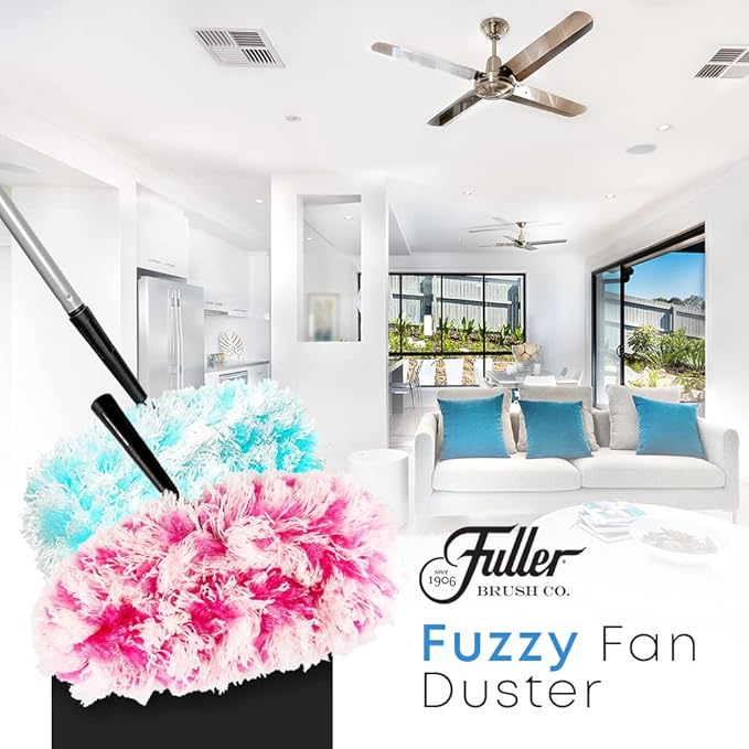 Fuller Brush Fuzzy Fan Duster – Dust & Clean Ceiling Fans, Walls, Woodwork – Polystatic & Microfiber Grabs & Holds Dust, Lint, Cobwebs & Dirt - Fan Duster Head Only (Teal)